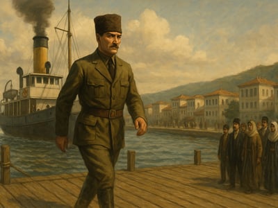 Mustafa Kemal po příjezdu do Samsunu 19. května 1919, na začátku organizování národního hnutí v Anatolii.