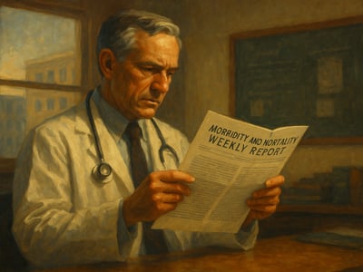 Früher CDC-Bericht zu fünf Fällen von Pneumocystis-Pneumonie in Los Angeles am 5. Juni 1981, später als frühes Signal der AIDS-Epidemie eingeordnet.
