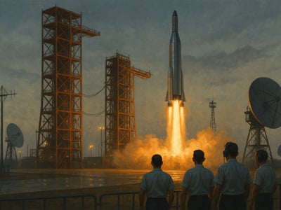 La sonde spatiale Mariner 5, lancée par la NASA depuis Cape Kennedy, part en mission vers Vénus en 1967.