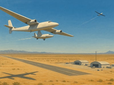 SpaceShipOne durante su vuelo suborbital pilotado del 21 de junio de 2004 desde Mojave, con Mike Melvill a bordo.
