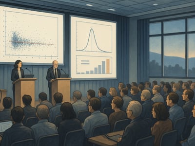 Darstellung des CERN bei Genf im Zusammenhang mit der Bekanntgabe eines neuen Teilchens, das mit dem Higgs-Boson vereinbar war, am 4. Juli 2012.