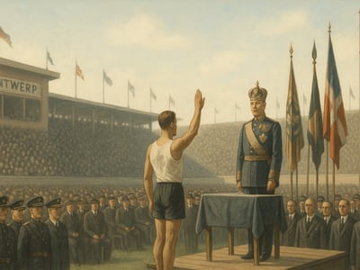 Opening of the 1920 Summer Olympics at the Olympic Stadium in Antwerp, where King Albert I presided and Victor Boin delivered the Olympic oath.