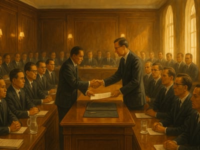 Dokumenty spojené se vznikem Asijské rozvojové banky, jejíž zakládací dohoda vstoupila v platnost 22. srpna 1966.