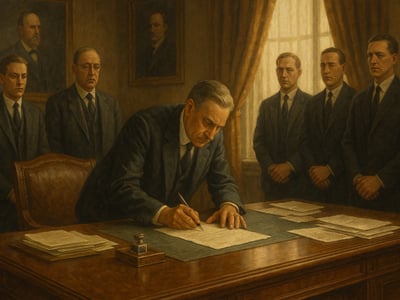 Certificación de la 19.ª Enmienda de Estados Unidos por el secretario de Estado Bainbridge Colby en Washington, D.C., en 1920.