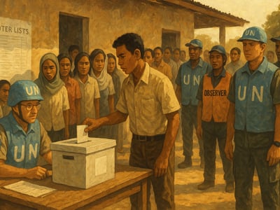 Bezug zur Volksabstimmung in Osttimor am 30. August 1999 unter Verwaltung der UN-Mission UNAMET.