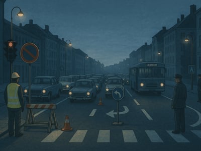 Traffic halted on Kungsgatan in Stockholm during Sweden’s 3 September 1967 change to right-hand driving.