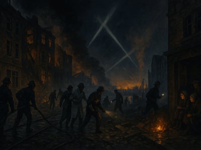 Bombardamenti tedeschi su Londra il 7 settembre 1940, con attacchi rivolti ai docks e all'East End durante la guerra aerea della Seconda guerra mondiale.