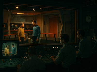 Bezug auf den Start der Fernsehserie Star Trek bei NBC in den USA am 8. September 1966. Im Mittelpunkt stehen die Enterprise und die Hauptfiguren der neuen Science-Fiction-Produktion.