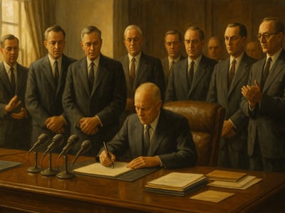 President Dwight D. Eisenhower and the signing of the Civil Rights Act of 1957 at the White House in Washington, D.C.