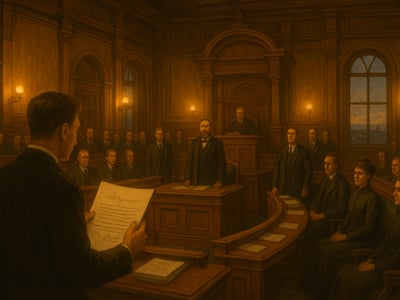 Nový Zéland a přijetí volebního zákona z roku 1893 ve Wellingtonu, který přiznal ženám volební právo v parlamentních volbách.