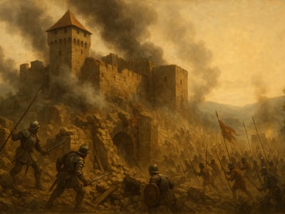 Drégelyský hrad v Honte počas osmanského obliehania roku 1552, pri ktorom padol veliteľ György Szondy.