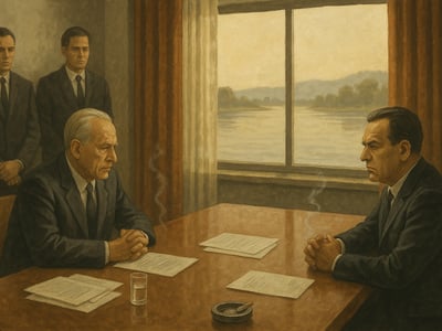 Alexander Dubček und János Kádár beim Treffen in Komárno am 17. August 1968 während der Krise des Prager Frühlings in der Südslowakei.