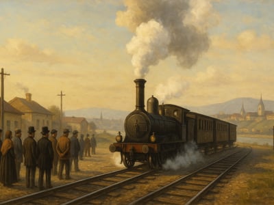Apertura del servicio ferroviario entre Bratislava y Marchegg en 1848, con la llegada del ferrocarril de vapor a la ciudad.