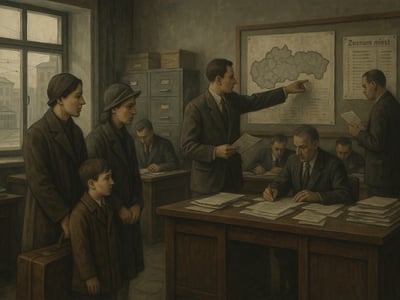 Judíos de Bratislava afectados por la orden del 4 de octubre de 1941 que los obligó a trasladarse a catorce localidades de Eslovaquia.